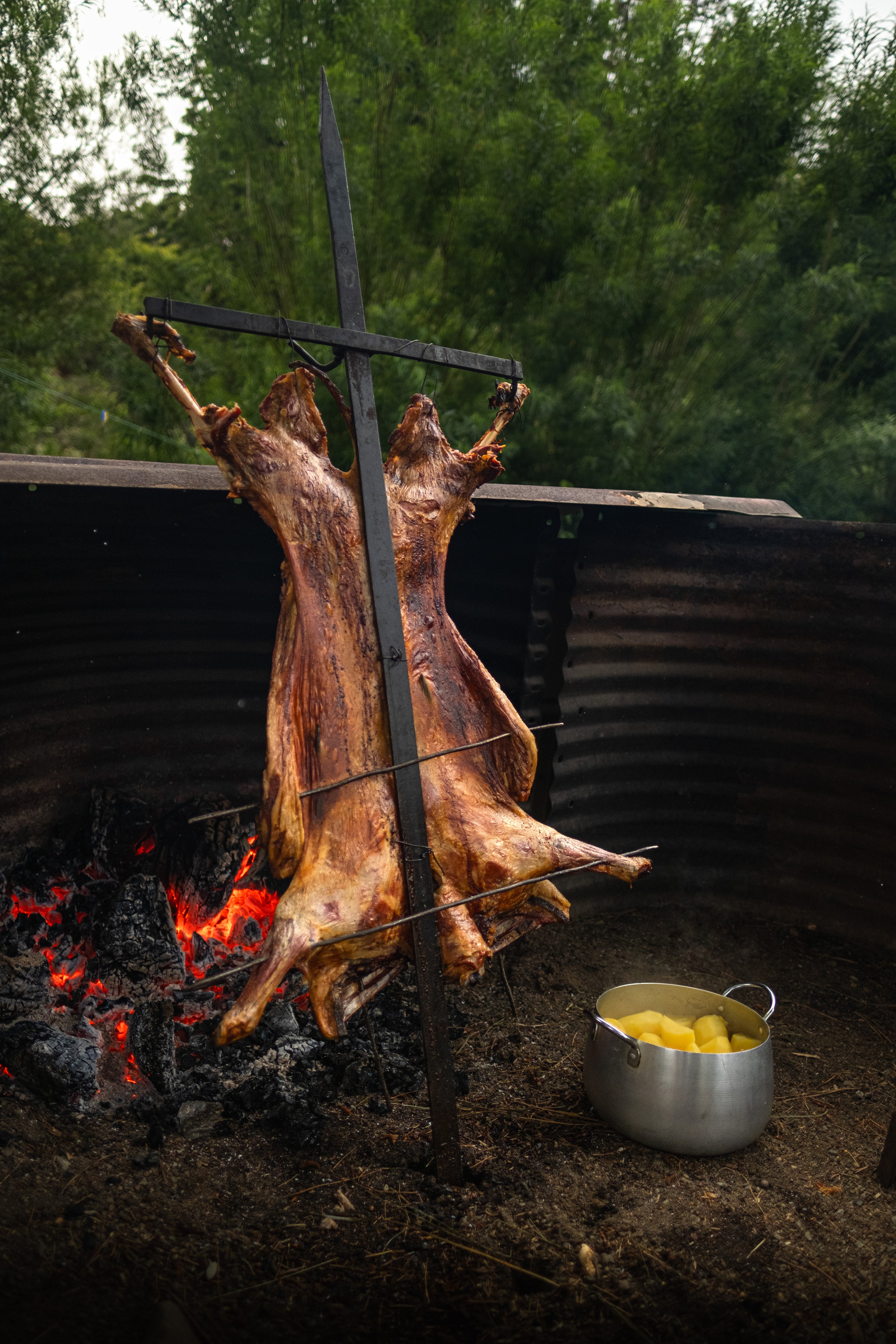 🔥 Asado al Palo Patagónico | Cordero al Palo Tradicional en Puerto Río Tranquilo